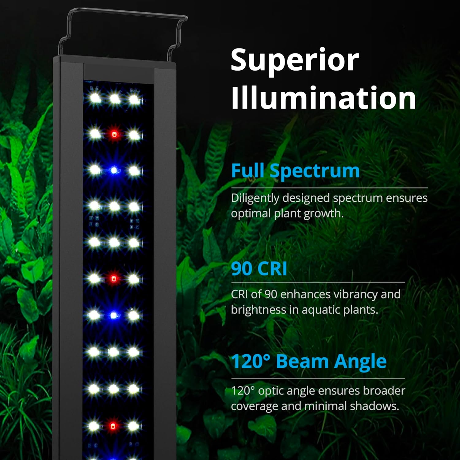 NICREW C10 Plants LED Aquarium Light, 48-60 in, 32 Watts, Full Spectrum Fish Tank Light with Timer, Day and Night Cycle, Brightness Adjustable