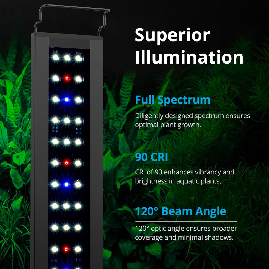 NICREW C10 Plants LED Aquarium Light, 30-36 in, 20Watts, Full Spectrum Fish Tank Light with Timer, Day and Night Cycle, Brightness Adjustable
