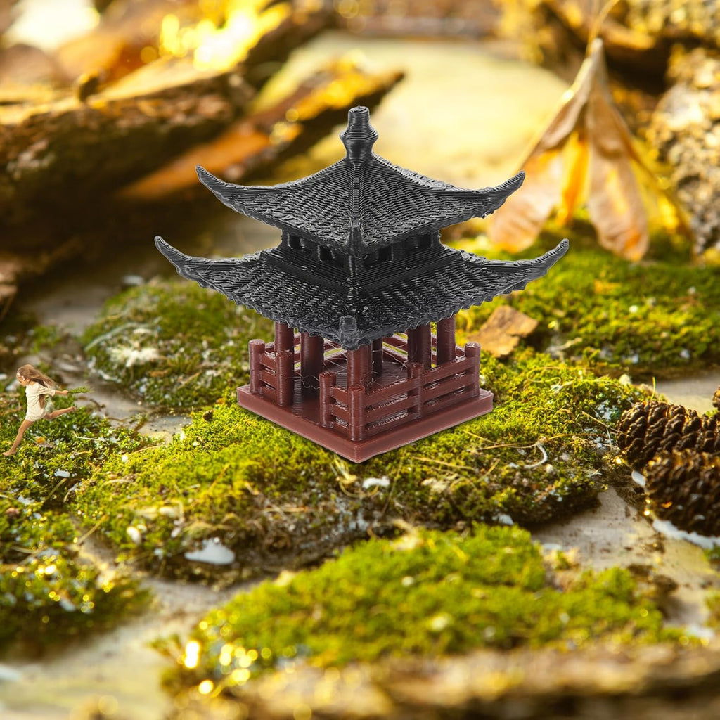 SUPVOX Miniature Pavilion Figurine Aquarium Decoration Small Chinese Garden Ornament Fish Tank Shelter Micro Landscape Bonsai Accessory