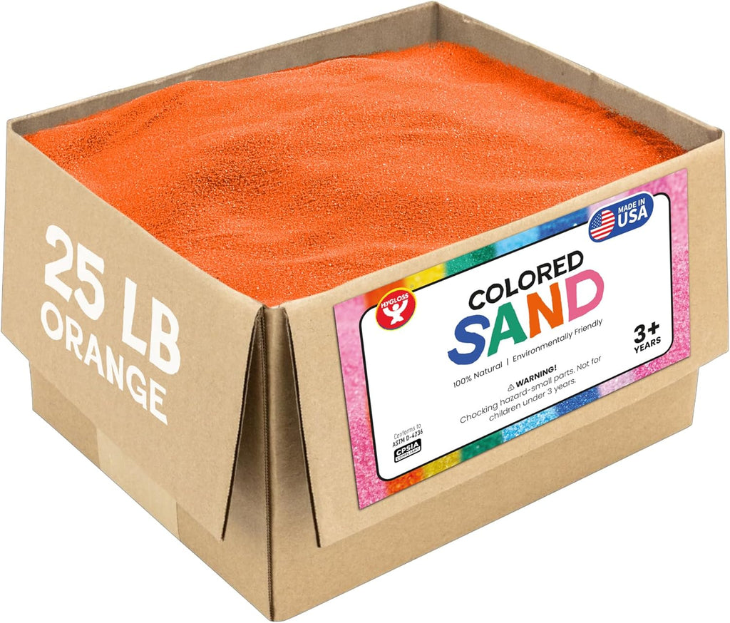 Hygloss Colored Sand for Crafts – 25 lb, Orange – Vibrant Colorful Fine Sensory Play Sand Art Kits for Kids – Classroom Activities for Children 3 4 5 6 7 8 9 10 11 12 – Safe for Ages 3+