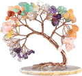 mookaitedecor Colorful Crystal Money Tree Agate Slice Base Feng Shui Bonsai Crystal Tree for Wealth Luck Desk Decor, 3-4 Inch High