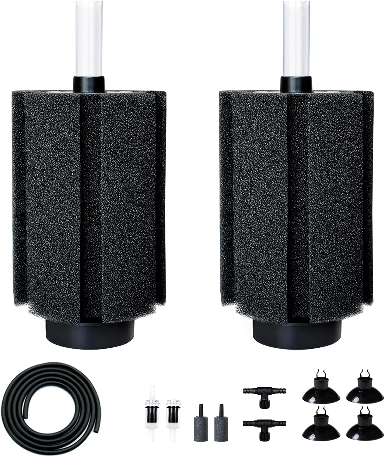 100-120 Gal Large Aquarium Sponge Filter with Air Stone and Ceramic Media,2 Pack Quiet Fish Tank Filters fit Breeding Fry Betta Shrimp Fish Tank