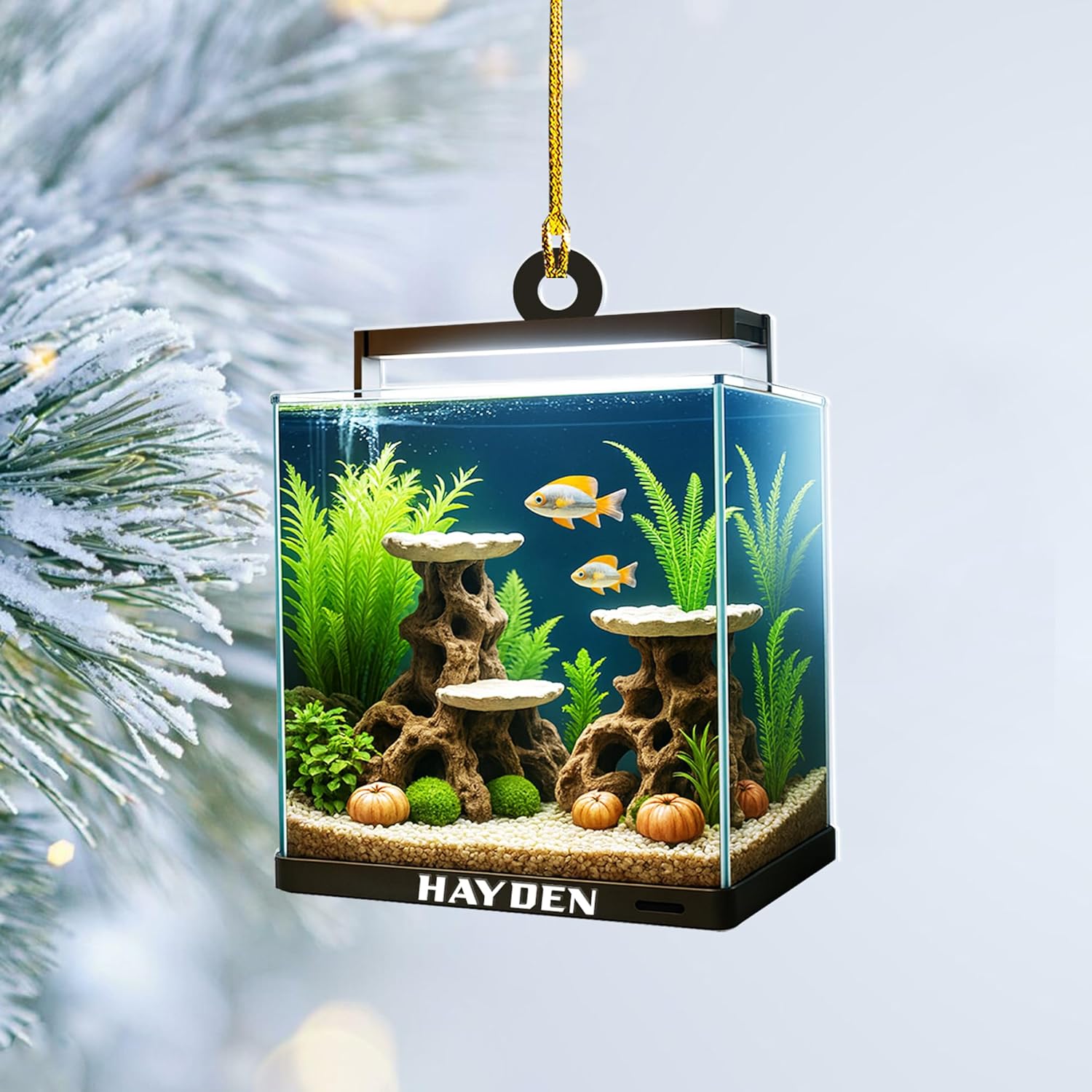 Personalized Aquarium Fish Tank Christmas Ornament 2025, Custom Name Clownfish Holiday Tree Decoration, Unique Keepsake Gift for Fish Lovers, Pet Owners, Kids, Aquarists (ON8)