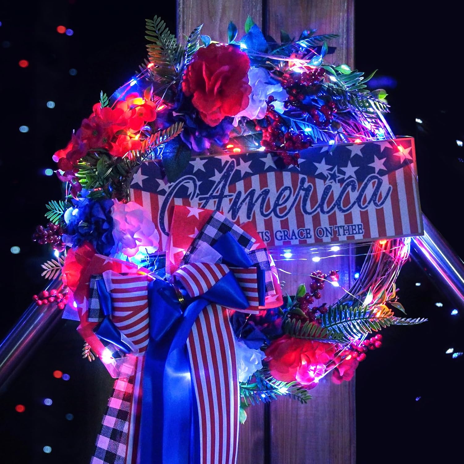 JMEXSUSS 2 Pack Red White and Blue Fairy Lights Battery Operated, Total 200 LED 66ft Battery Powered Twinkle Light with Remote, 8 Modes Red White and Blue String Lights for 4th of July Decorations