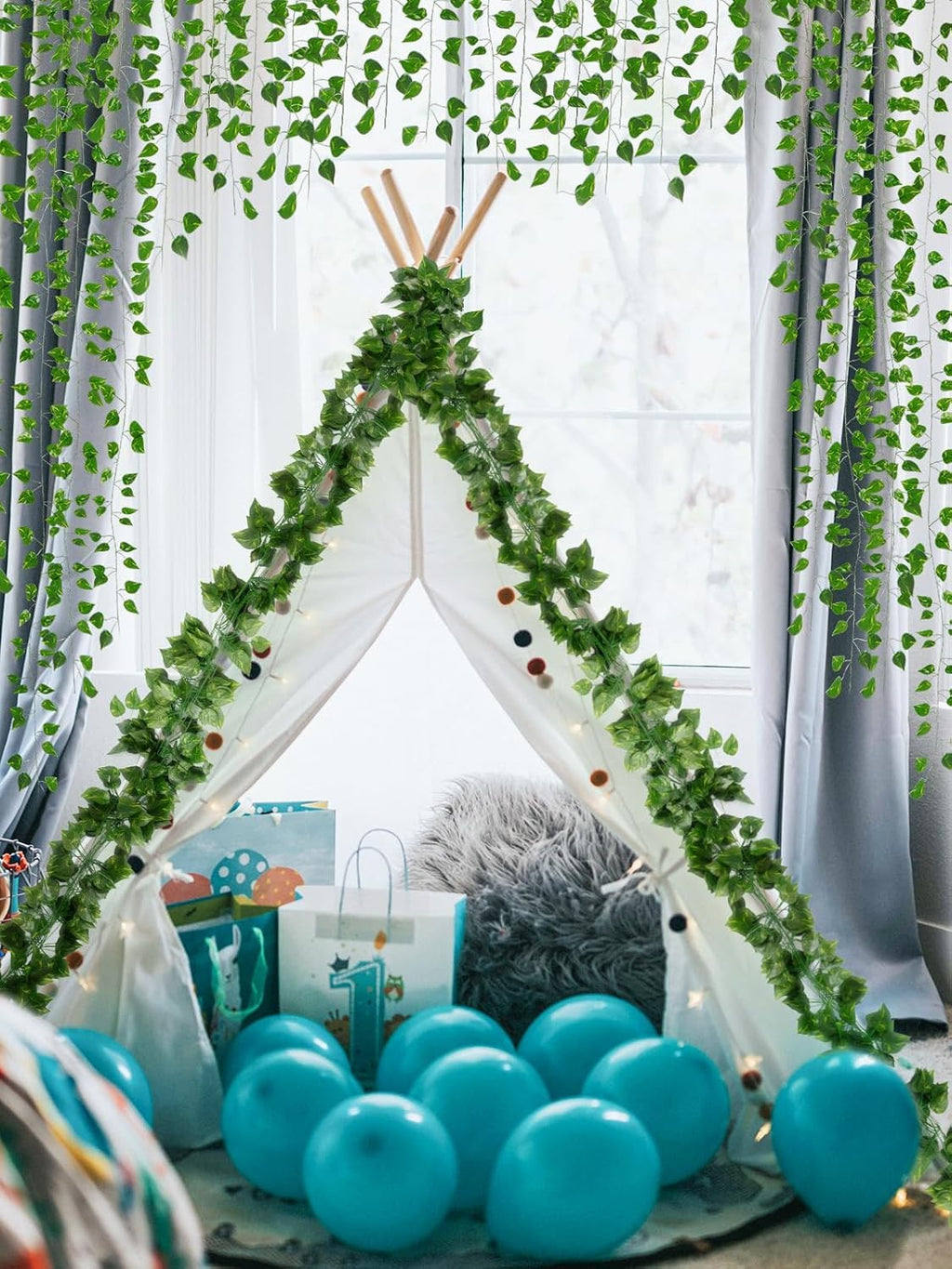 Kalolary 260FT Artificial Ivy Garland 36 Pack Scindapsus Leaf Fake Vines Plants Garland Hanging Aesthetic Plants Greenery Green Leaves for Wedding Bedroom Garden Party Office Wall Outdoor Decoration