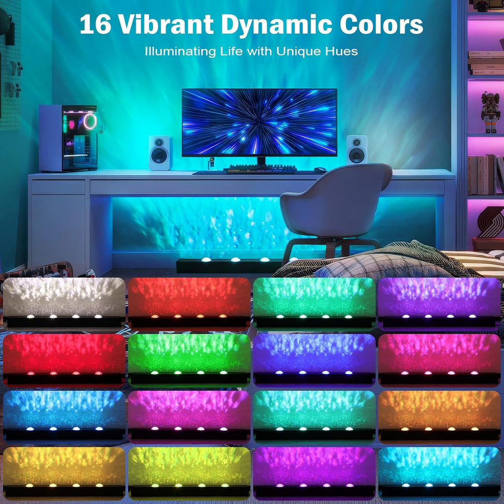 RGBW LED Ocean Wave Projection Light, 28W Enhanced & Completely Silent, Cool Ambient & Romantic Color Changing Lighting for Bedroom, Gaming Room, Home, Bar, Living Room Decor