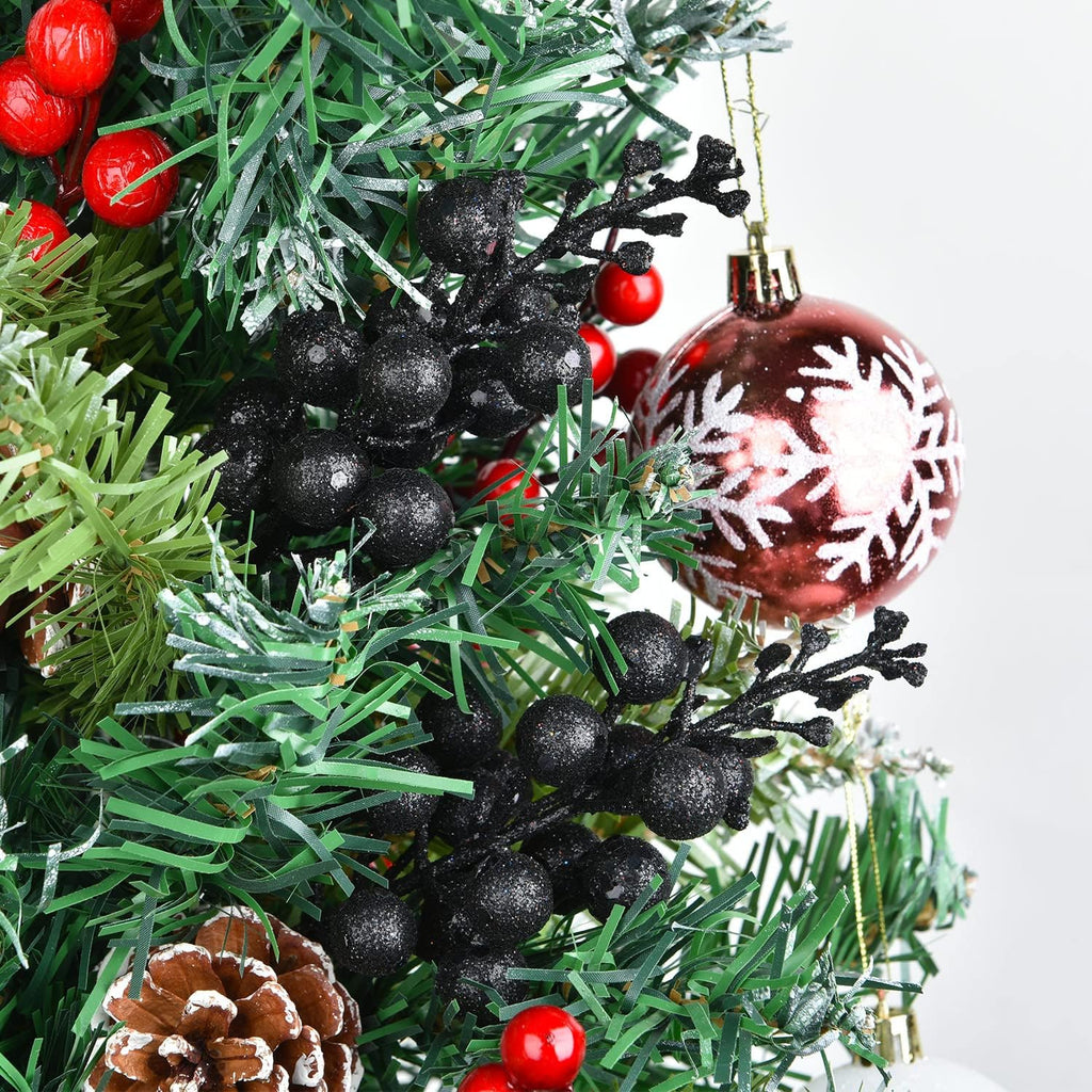Red Berries, 14 Pack Artificial Berry Stems for Christmas Tree Decorations, Crafts, Holiday and Home Decor, 7.9 Inches (Black) …