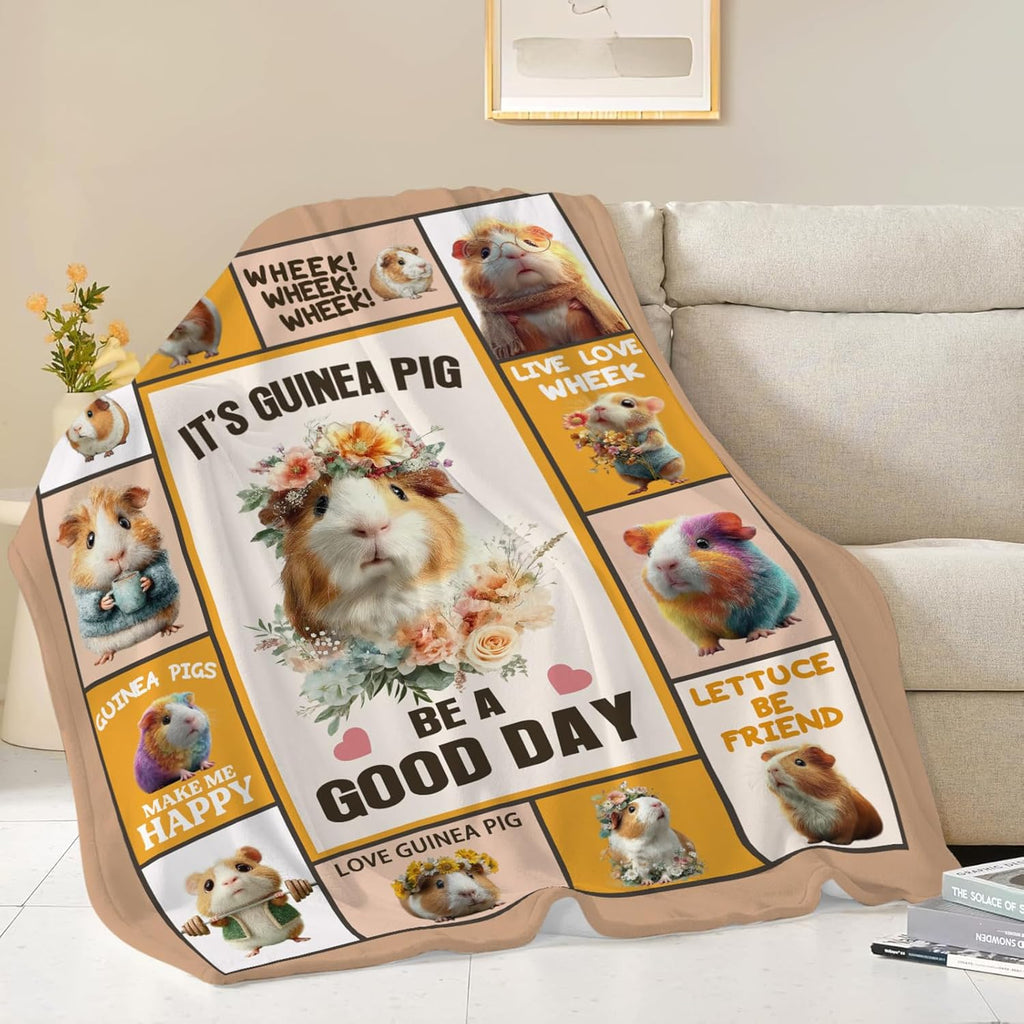 Guinea Pig Throw Blanket Guinea Pig Stuff Gifts for Kids Girls Boys Adults Women Men Soft Cozy Warm Plush Fluffy Fuzzy Fleece Blanket Decor 40''X50''