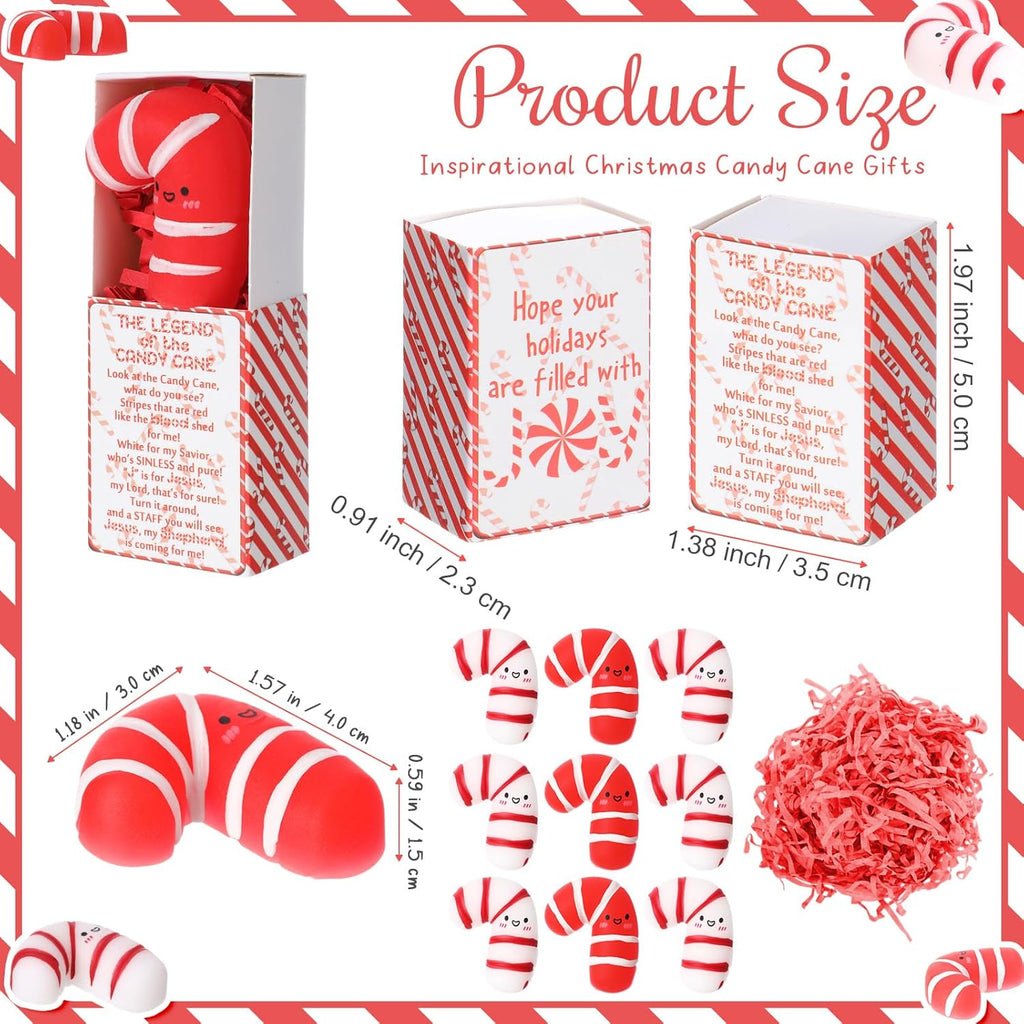 Wettarn 24 Sets Christmas Jesus Gifts Candy Cane Stress Balls with Christian Story Boxes Religious Party Favors for Church Office Sunday School Rewards Stocking Stuffers