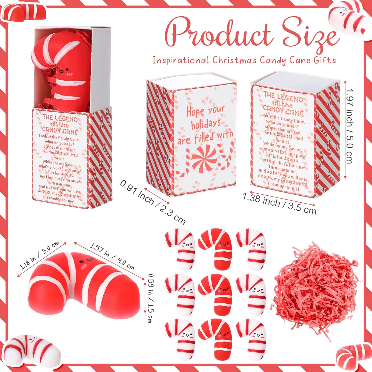 Wettarn 24 Sets Christmas Jesus Gifts Candy Cane Stress Balls with Christian Story Boxes Religious Party Favors for Church Office Sunday School Rewards Stocking Stuffers