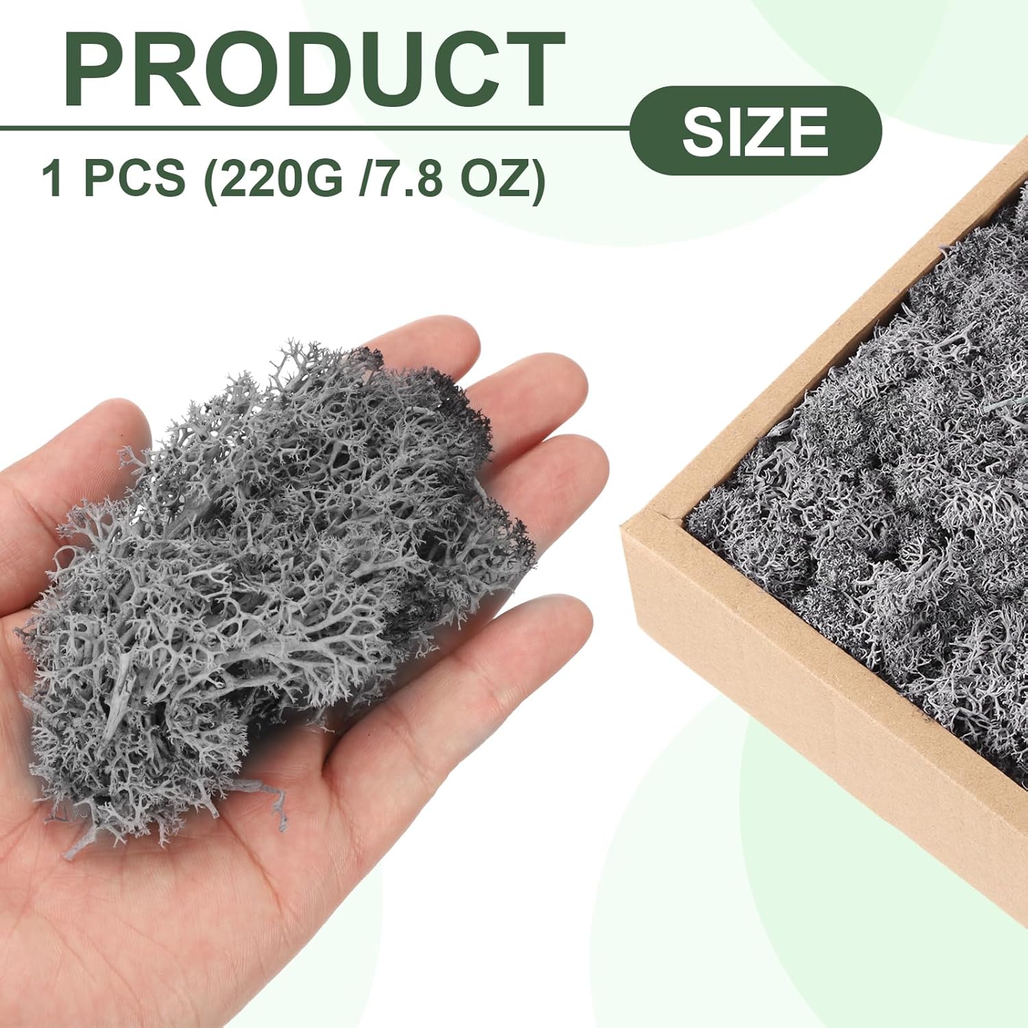 MECCANIXITY 7.8oz Preserved Reindeer Moss, Grey Decorative Artificial Fake Moss for Potted Plants Indoor Crafts Lichen Centerpieces Decor