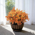 Artificial Fall Flowers Fake mums for Outdoors - UV Resistant & Fade-Resistant Fake Flowers, 10 Bundles Orange Yellow Waterproof Faux Flowers for Garden, Yard, Patio, Wedding & Fall Decor