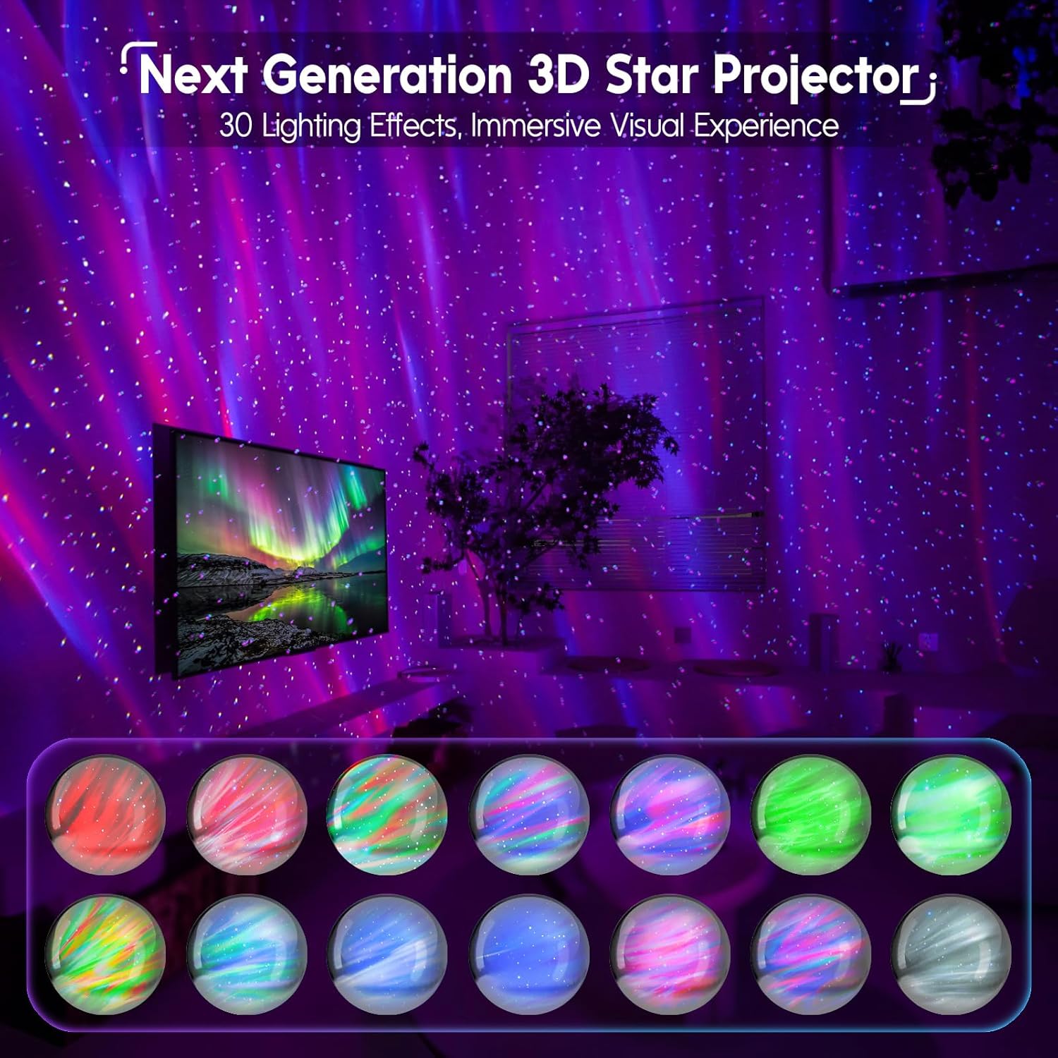 Rossetta Star Projector, Galaxy Light Projector White Noise Bluetooth Speaker with Remote Control, Aurora Projector Starry Night Light Projector for Kids Adults, Home Theater, Ceiling, Home Decor