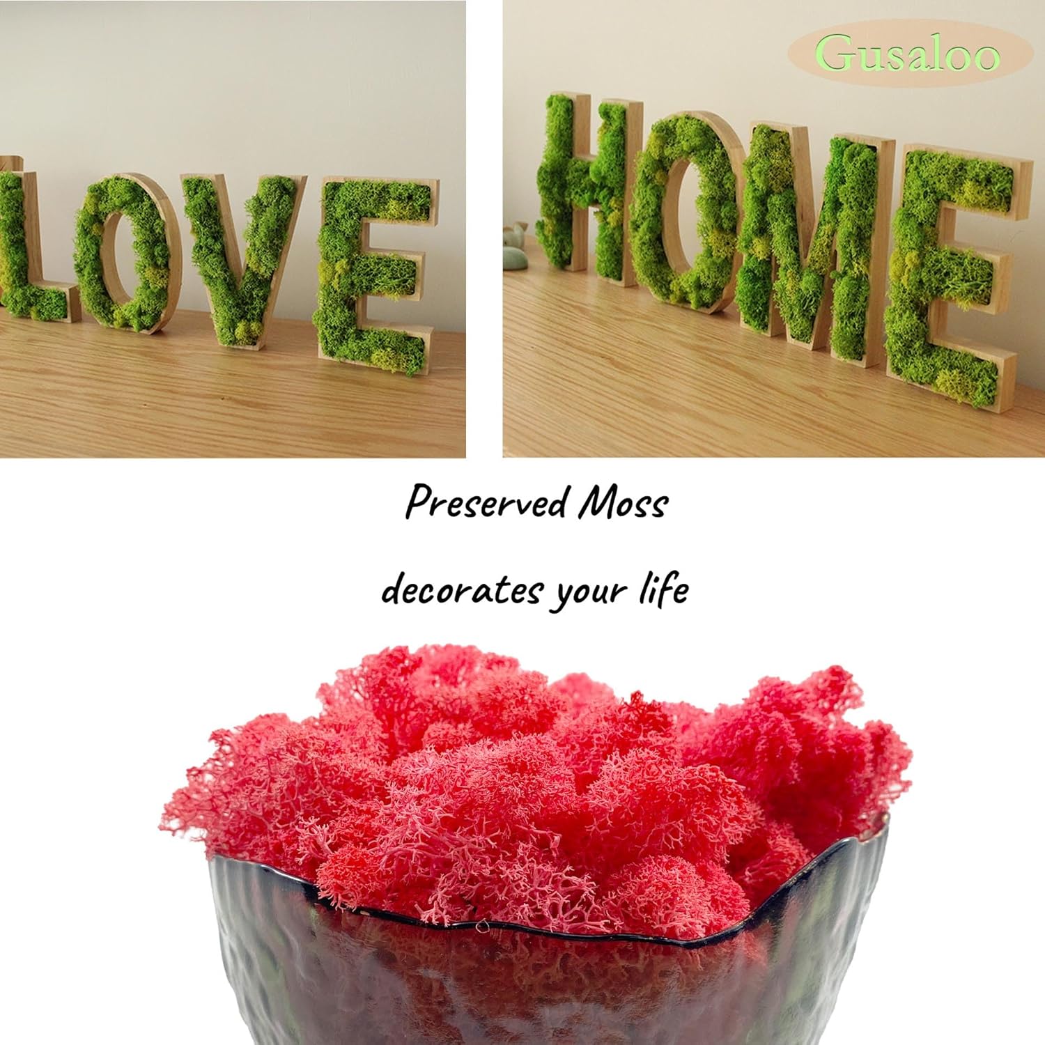 Moss Preserved Moss for Potted Plants Natural Fresh Green Reindeer Moss for Craft Arts Floral Wall Decor Decor Wedding Centerpieces Garden Artificial Terrariums Decoration for Christmas-Purple Red