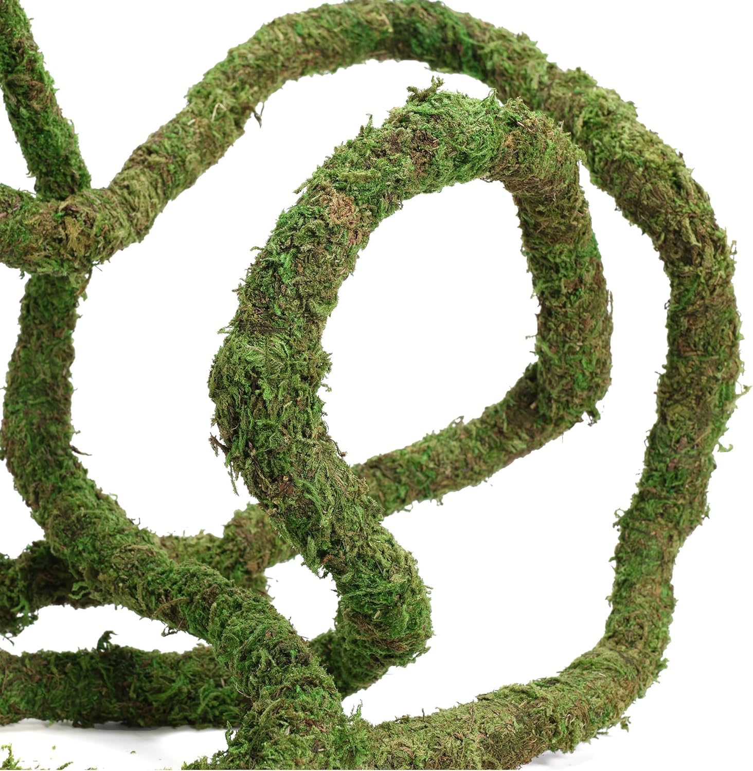 Moss Vine for Reptiles, Bendable Climbing Vines Reptile Tank Accessories, Natural Moss Rope for Leopard Gecko, Lizard, Snake, Chameleon, Frog Terrarium Decor (Jungle Green, 9.8 FT)