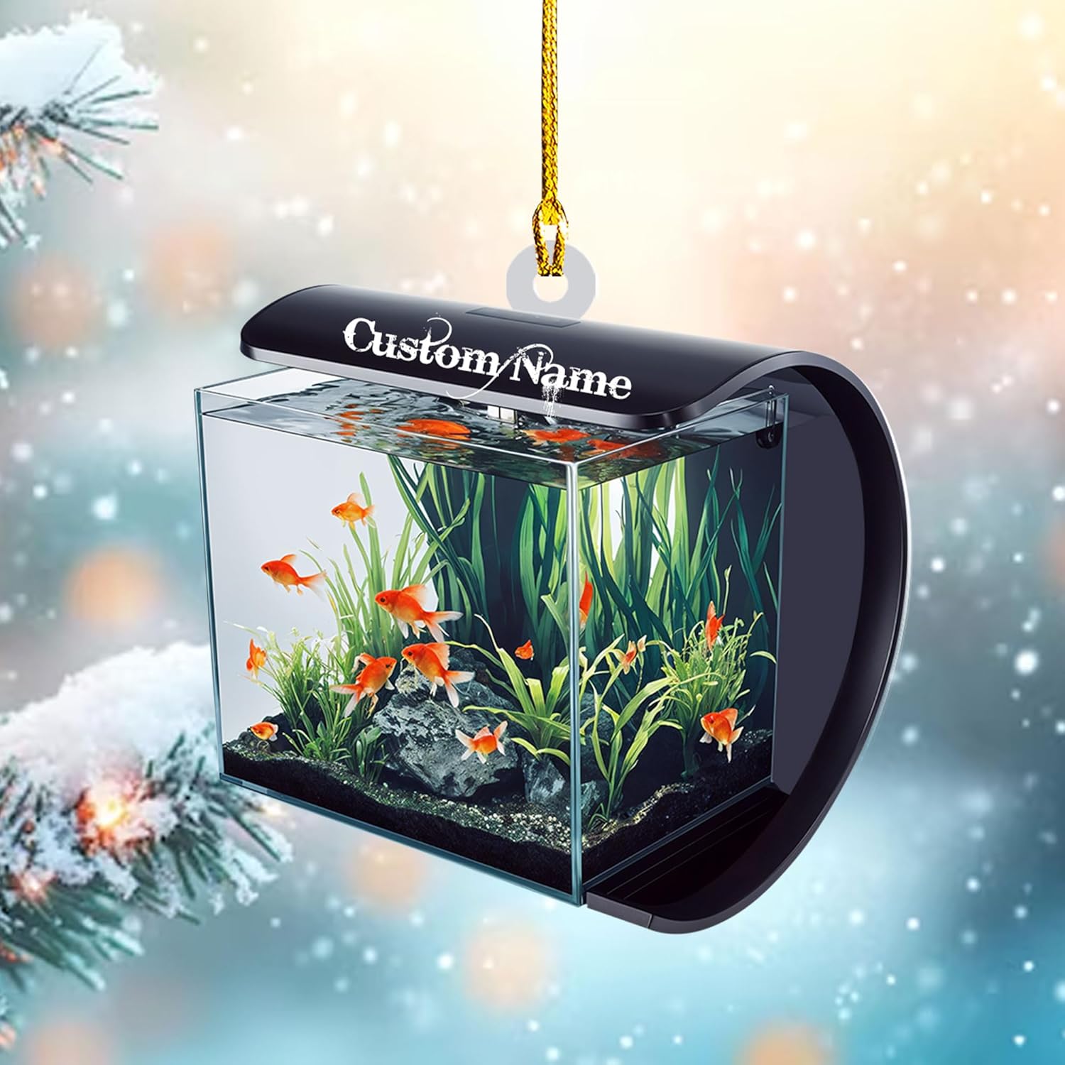Personalized Aquarium Christmas Ornament, Fish Christmas Ornament, Gift for Fish Lover, Custom Aquarium Christmas Tree Keepsake, Kids First Gift Ideas, Pet Kids Ornament (AFT7)
