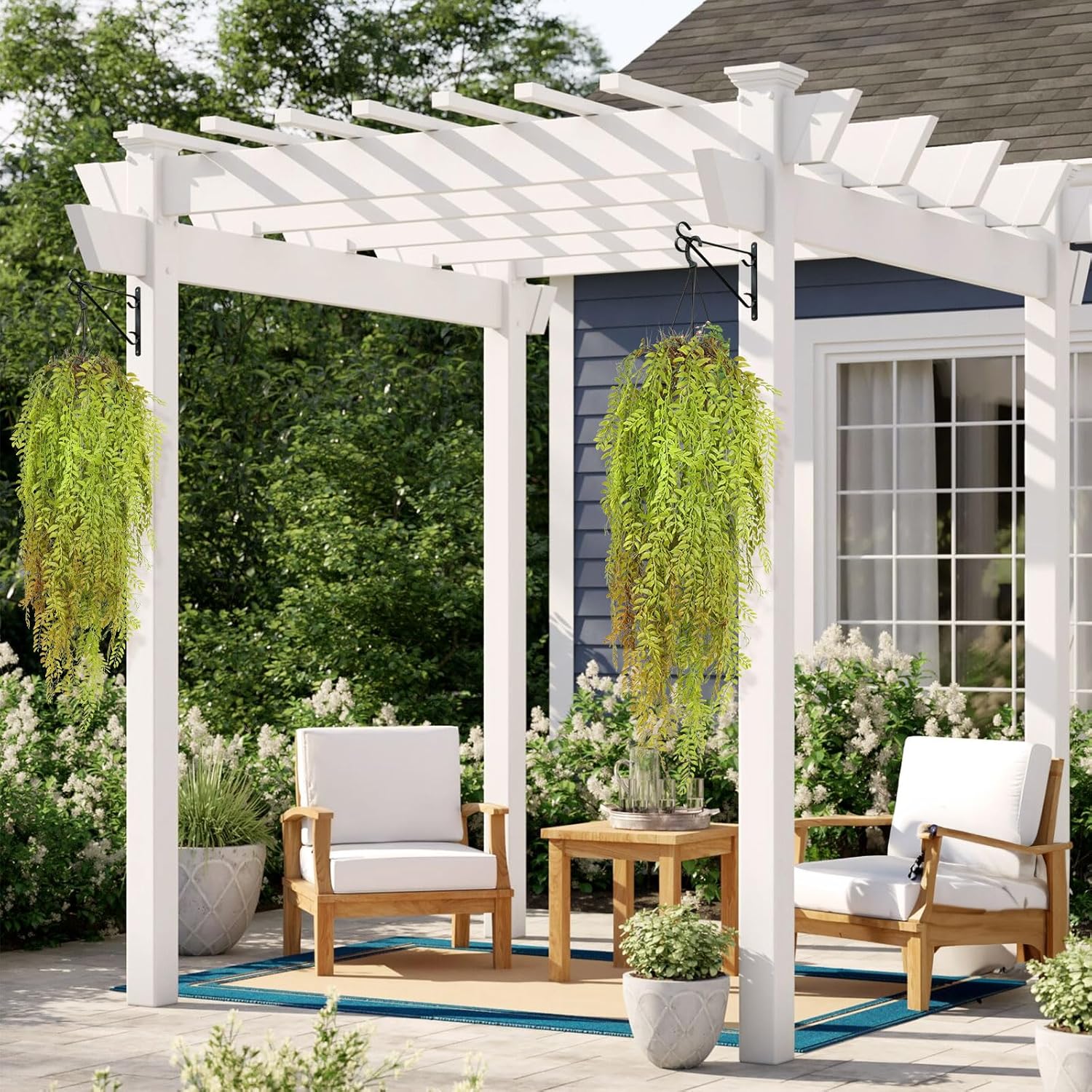 RECUTMS 2 Pcs Artificial Hanging Plants Fake Hanging Plant Faux Ferns Ivy Willow Vine Leaves Wall Greenery Home Garden Wedding Party Indoor Outdoor Decorations(Grass Green)