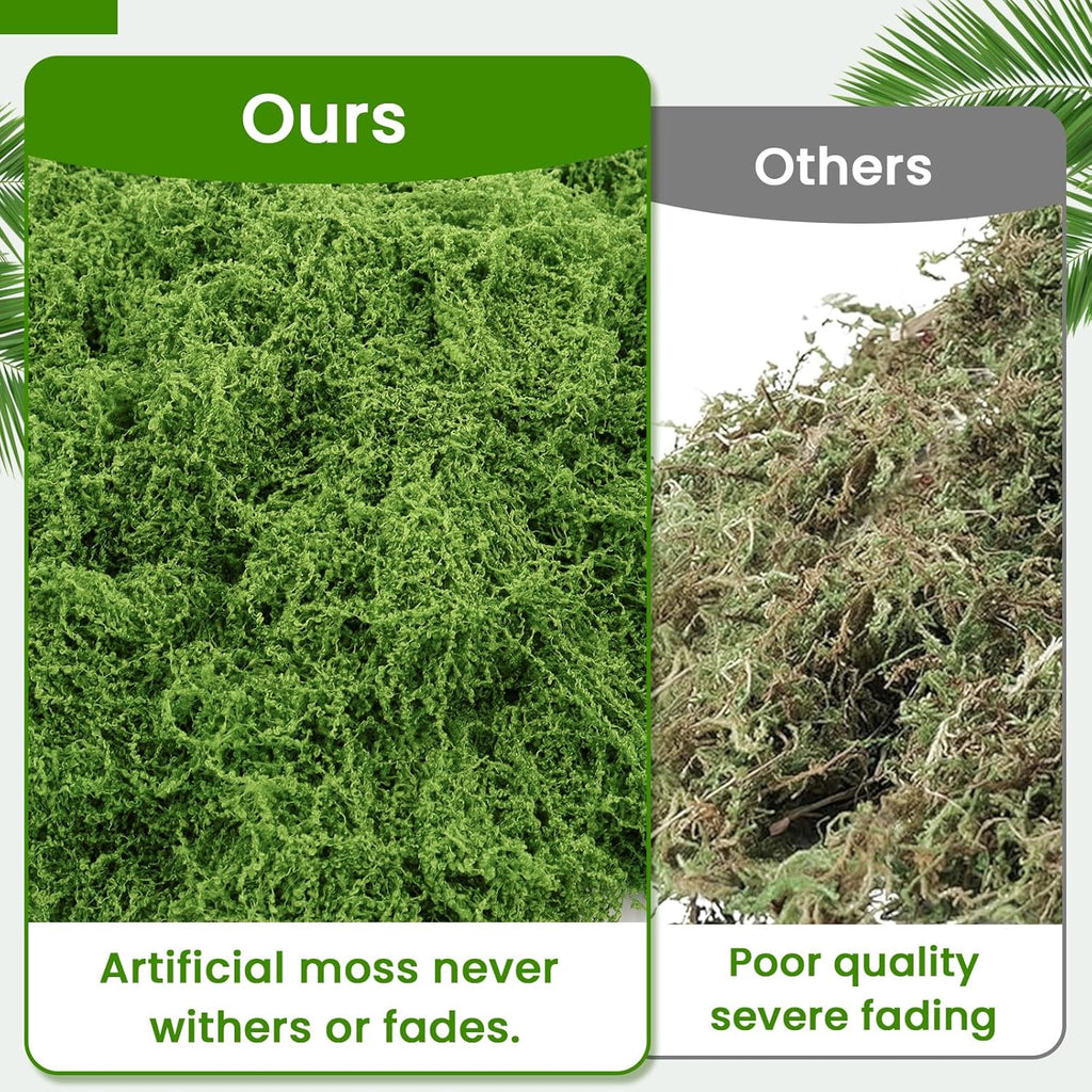 Artificial Moss 5.3oz – Fake Green Moss for Crafts, Potted Plants, Fairy Garden Decor, DIY Table Centerpieces, Wedding Party Decoration