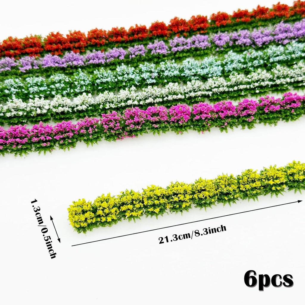 Woohome 6 PCS Static Grass Model Flower Cluster Model Grass Tufts Set for DIY Miniature Train Landscape Terrain Railway Scenery Decorations
