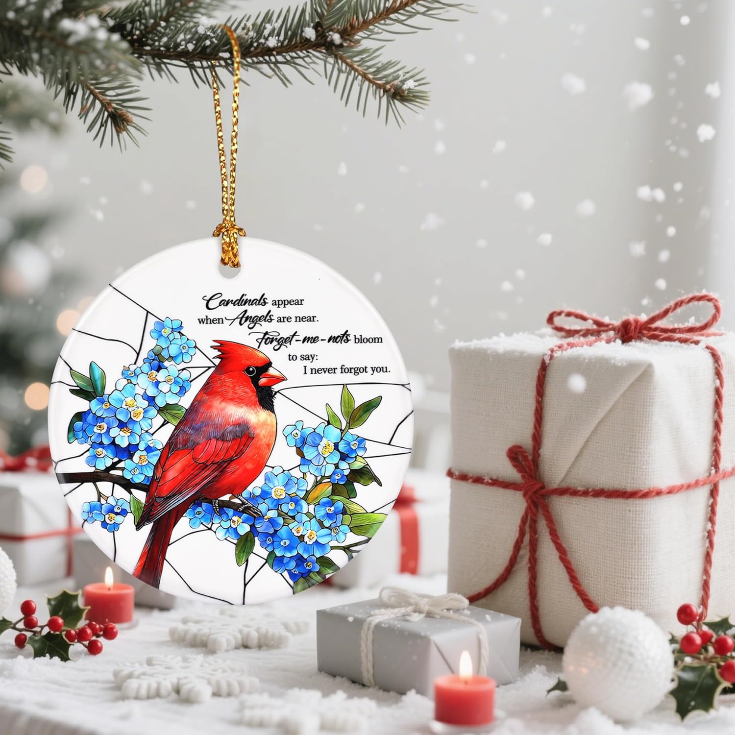 Cardinal Christmas Ornament, Christmas Tree Ornaments, Keepsake Ornaments, Holiday Decor, Cardinal Gift, Remembrance or Memorial Gifts, Sympathy Gifts for Loss of Loved One
