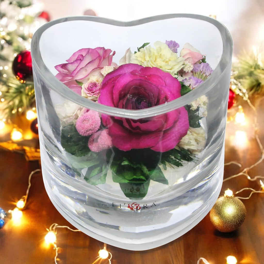 Fiora Flower | Premium Preserved Roses in Glass Vase | Lasts 5 Years | Long-Lasting Real Roses for Christmas, Weddings, Birthdays