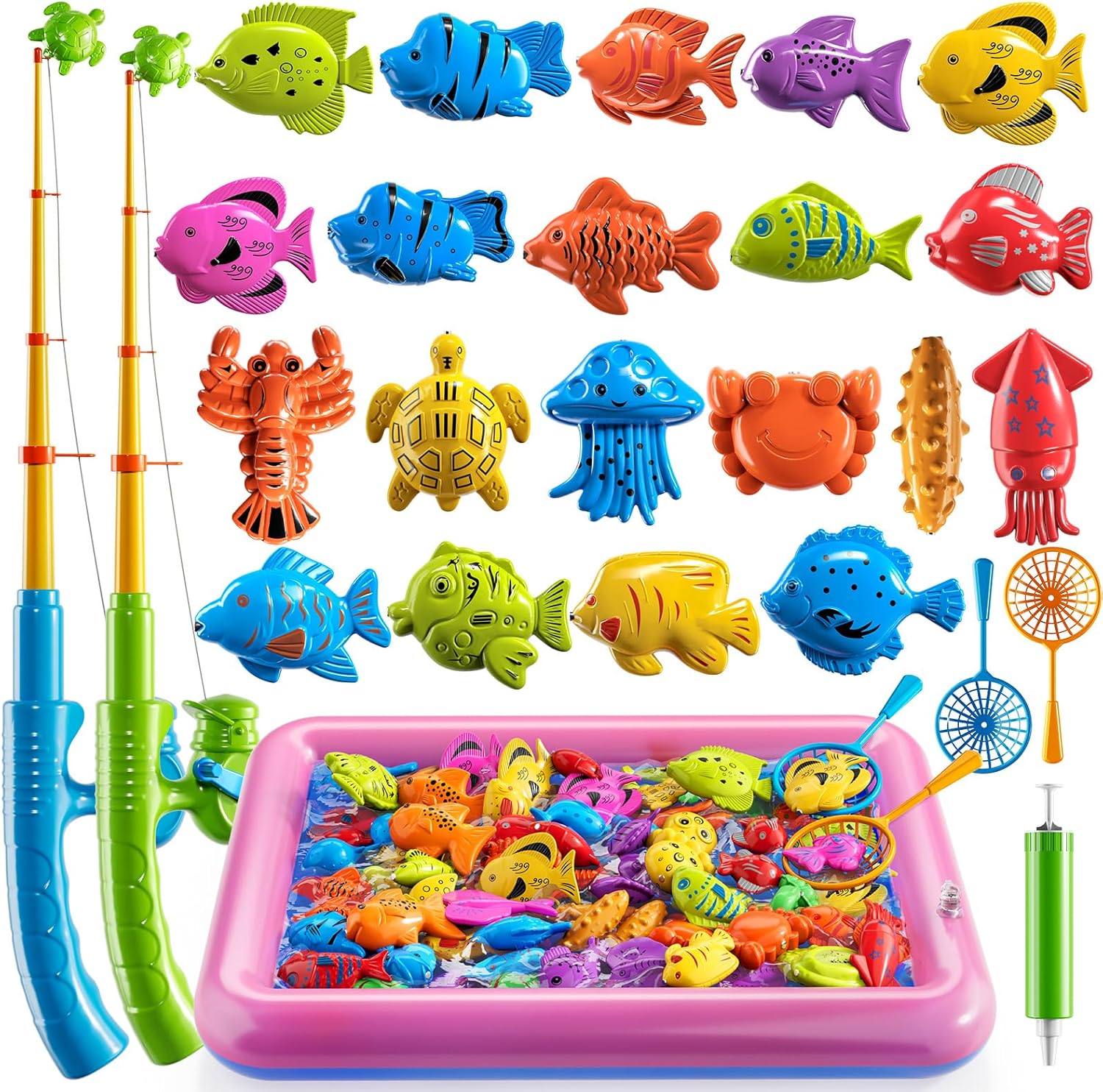 TEMI Fishing Toy for Kids 3-8 Years Old, Bath Toy for Child, Magnetic Fishing Pole for Toddlers, Summer Water Toys for Boys and Girls, Outdoor and Indoor Toys, Gifts for Birthday and Holidays