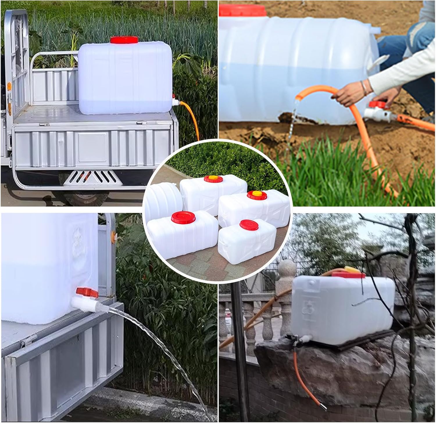 Large Water Storage Tank BPA Free Water Jug Container with Spigot, Portable Food Grade Plastic with Wide Opening for Outdoor Camping Hiking RV Emergency(Size:50L,Color:White)
