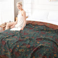 Boho Throw Blanket for Bed - 100% Pure Cotton Ultra Soft Rustic Quilt - Farmhouse Decor Bed Blankets, All Season Rustic Throw for Sofa Couch Chair(91''x 98'', Floral)