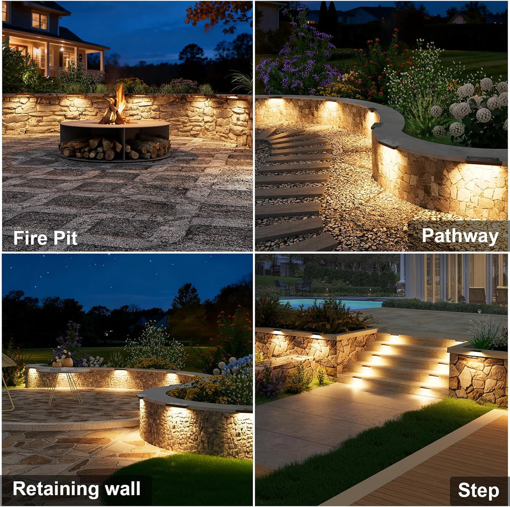 VOLISUN 7 Inch Retaining Wall Lights, IP67 Waterproof Hardscape Lighting, Cuttable Low Voltage Lighting, 12V Paver Lights, 2.8W Outdoor Step Landscape Lights, 2700K Soft White (12 Pack)