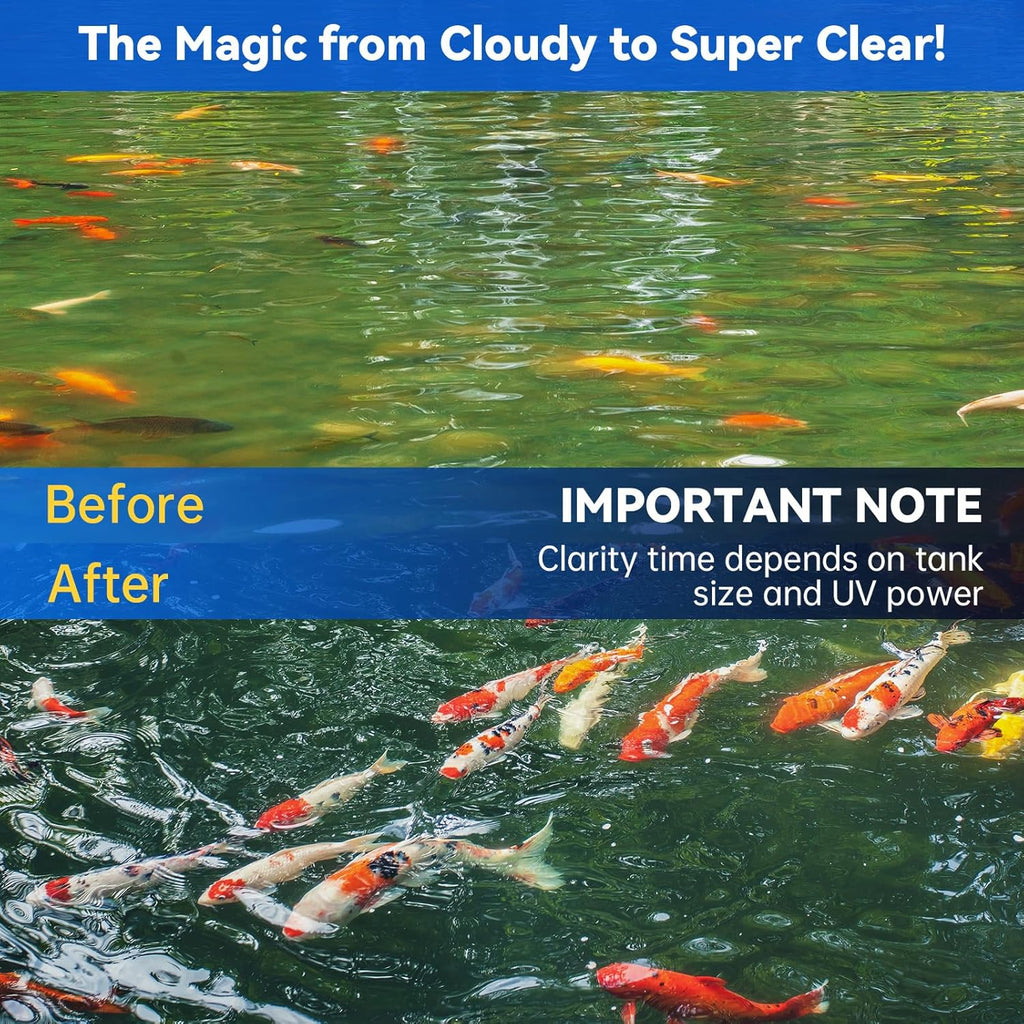 Pond UV Light for Fish Tank UV Pond Water Clarifier for 100-3000 Gallon UV Pond Filter for Koi Pond Swimming Pool, Spa, Large Fish Tank UV Light Aquarium for Outdoor Pond Algae Control（42W）
