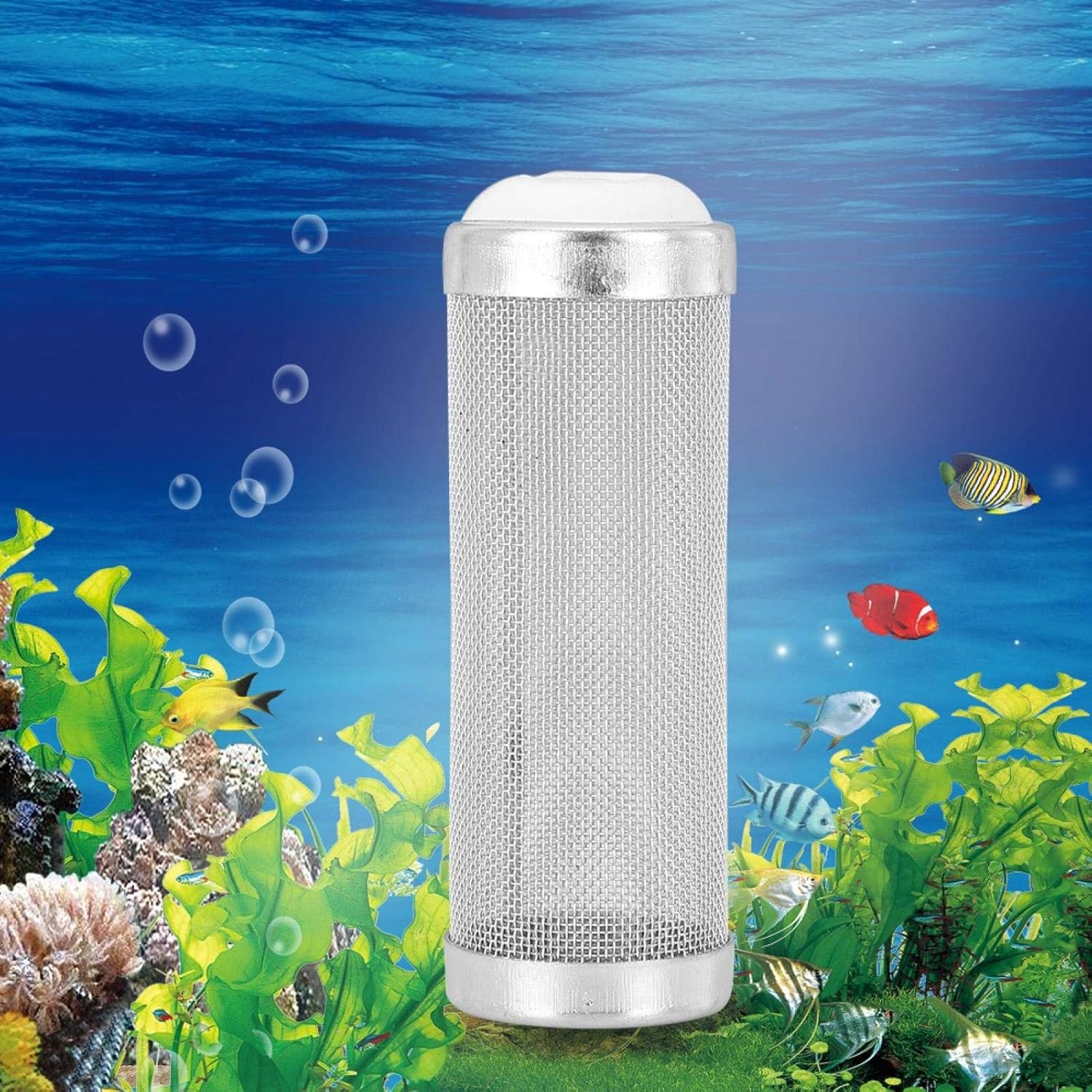 Joyzan Aquarium Filter Inflow Inlet Mesh, Stainless Steel Intake Shrimp Guard Protector Cover Screen Metal Fish Tank Prefilter Tube Strainer Net Protecting Basket Media Accessory 16mm 5Pcs Silver