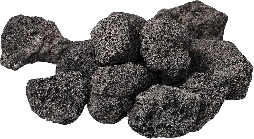 10lb 1.2-2 inch Black Lava Rocks for Indoor Fireplaces, Outdoor Gas Fire Tables, Fire Pits, Garden Landscaping Decoration