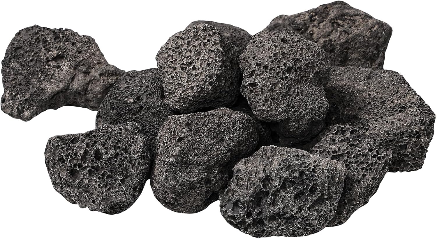 10lb 1.2-2 inch Black Lava Rocks for Indoor Fireplaces, Outdoor Gas Fire Tables, Fire Pits, Garden Landscaping Decoration
