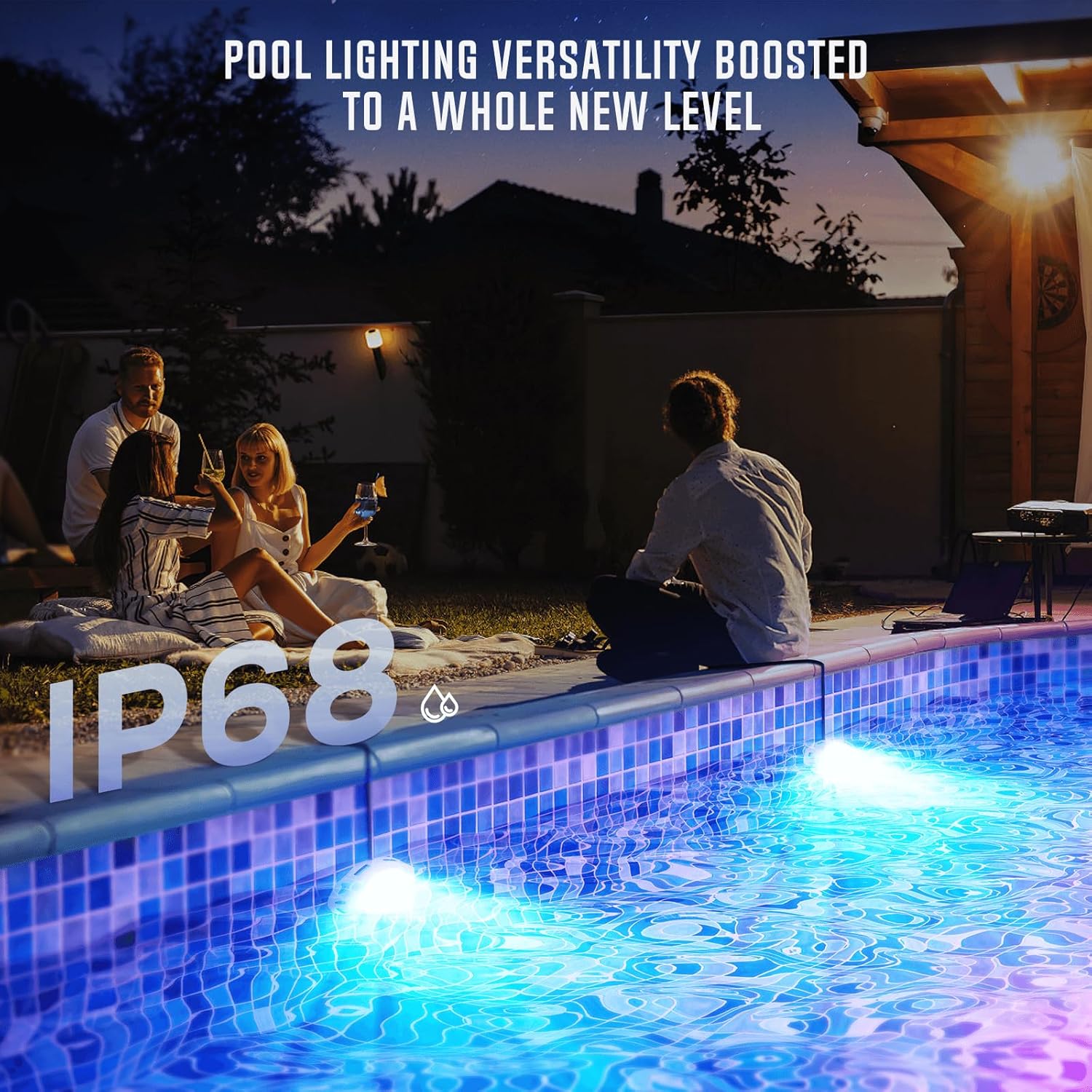 LED Swimming Pool Light, Surface Mounted Super Bright 30 Watt RGB Underwater Lamp with Mobile App and Remote for Inground & Above Ground Pools, IP68