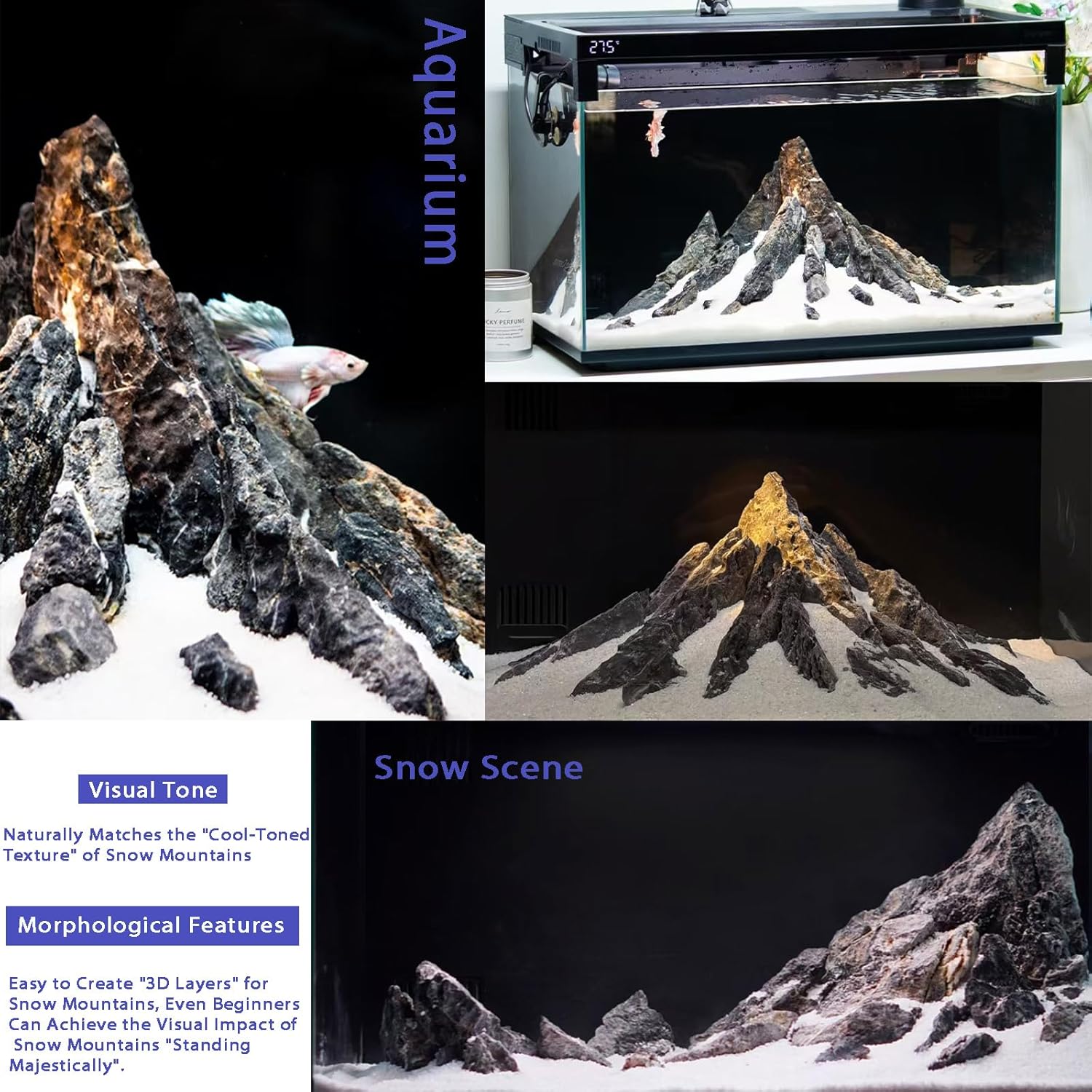 Aquarium Rocks Seiryu Stone 2-4 Inches Natural Rocks 5lb Fish Tank Rocks for Aquariums,Tank Decoration,Landscaping & Amphibian Enclosures Paludariums