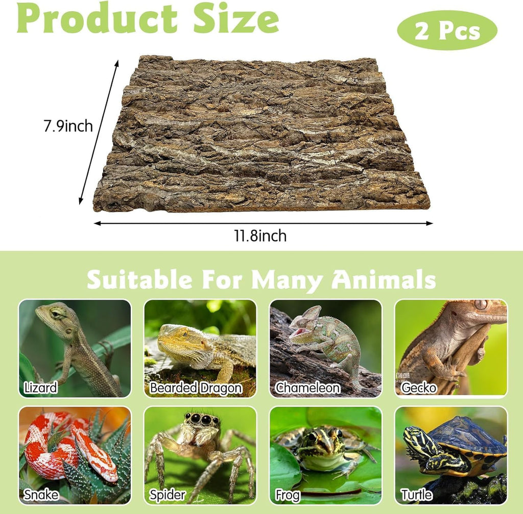 kathson 2PCS Thicker Cork Tile Background Bark 11.8 "L x 11.8" W x 0.7‘’ H Reptile Tank Terrarium Background Natural Reptile Climbing Mat for Spider Gecko Lizard Chameleon Bearded Dragon Snake