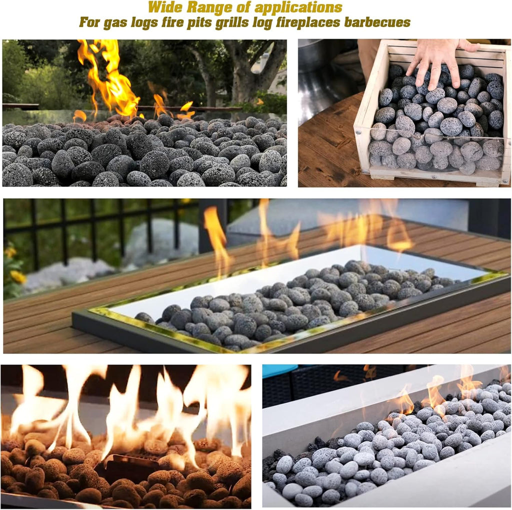 Black Lava Rocks for Fire Pit, Natural fire Rocks, 2"-3" firepit Rocks, 10 Pound, for Gas Fire Pit and Fireplace