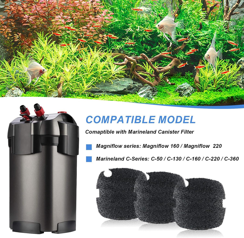 Aquarium Filter Foam Comaptible with Marineland Canister Filter C-Series and Magniflow 160/220 Filters, Aquarium Filter Rite-Size S Supports Biological And Mechanical Aquarium Filtration, 3 Pcs