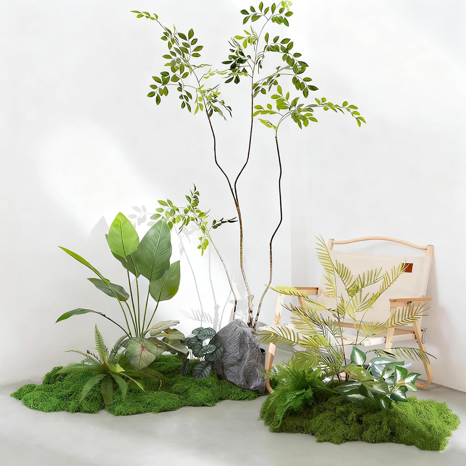 Preserved Green Moss Mat for Decoration Carpet Grass Wall, Natural Decorative for Plants Indoor with Base Fabric, Artificial Moss Mat for Wedding, Floral DIY (19.68 * 39.37 inch)