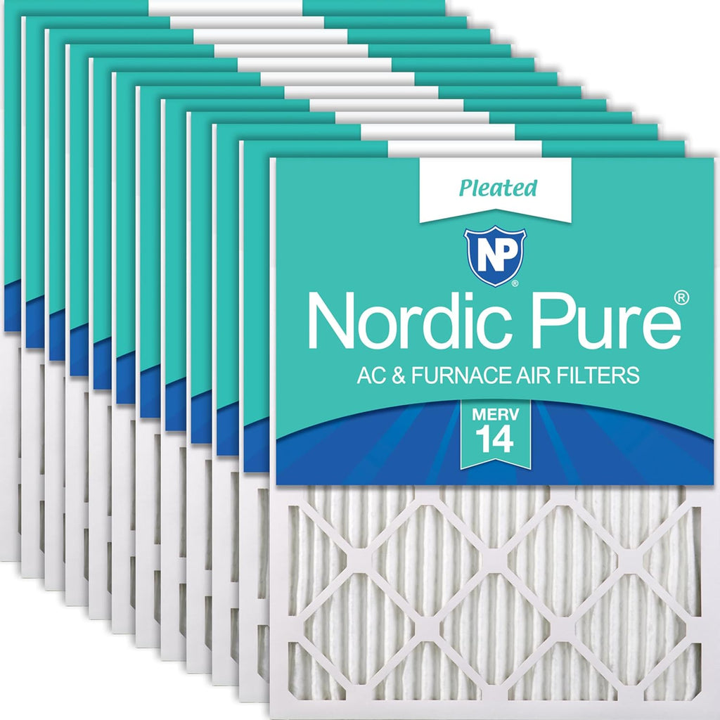 Nordic Pure 20x25x1 (19 1/2 x 24 1/2 x 3/4) Pleated MERV 14 Air Filters 12 Pack