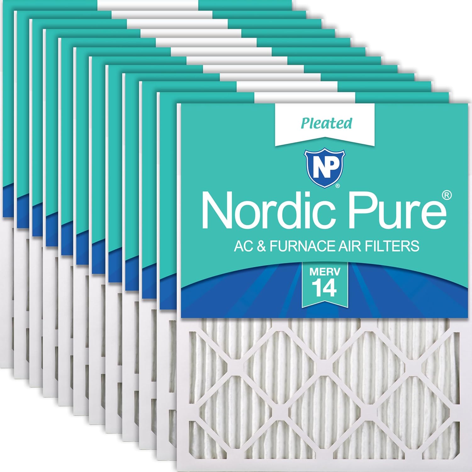 Nordic Pure 20x25x1 (19 1/2 x 24 1/2 x 3/4) Pleated MERV 14 Air Filters 12 Pack