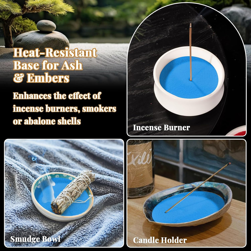 RAINFLOW 15 OZ Fine Blue Sand for Crafts - Colored Quartz Zen Garden Sand Decorative for Vases Filler, Wedding Unity Ceremony, Incense Burner, Ritual Incense