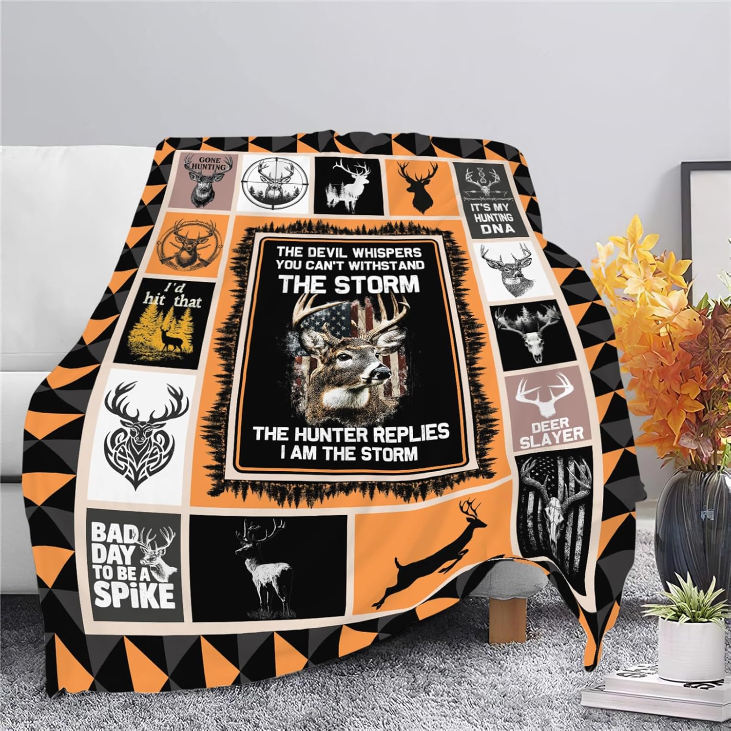 Deer Throw Blanket Hunting Deer Elk Stuff Gifts for Kids Girls Boys Adults Women Men Soft Cozy Warm Plush Fluffy Fuzzy Fleece Blanket Decor 60''X80''