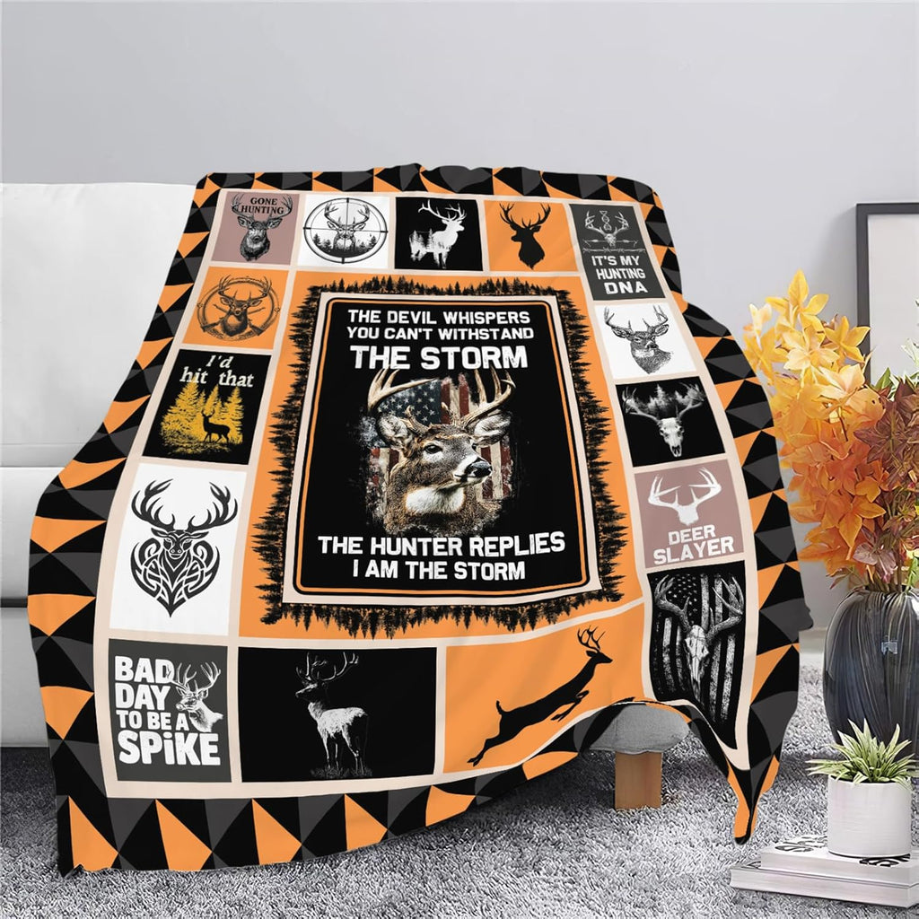 Deer Throw Blanket Hunting Deer Elk Stuff Gifts for Kids Girls Boys Adults Women Men Soft Cozy Warm Plush Fluffy Fuzzy Fleece Blanket Decor 40''X50''