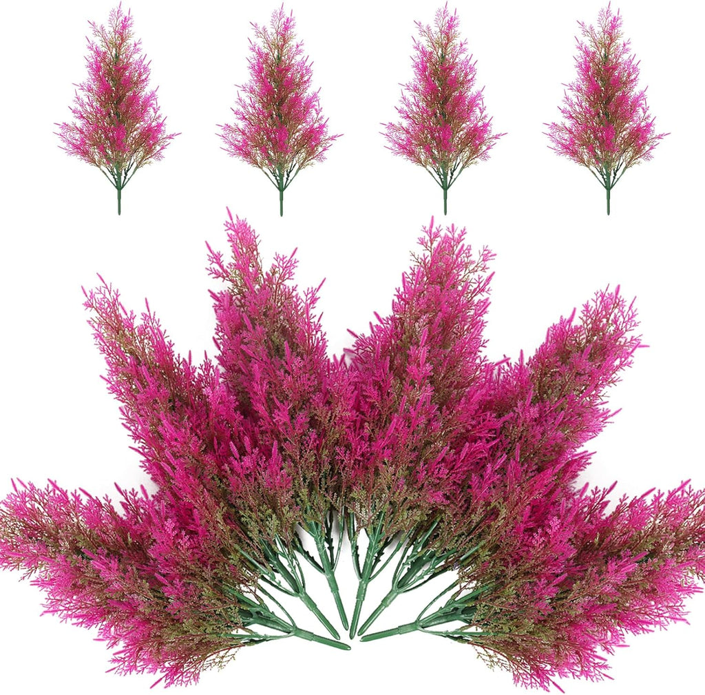 RECUTMS Artificial Pine Branches - Faux Evergreen Pine Leaves Fake Sprigs Christmas Stem Christmas Greenery Picks Decorations for Centerpieces Garland Wreath Craft DIY Home Kitchen Garden(Fuchsia)