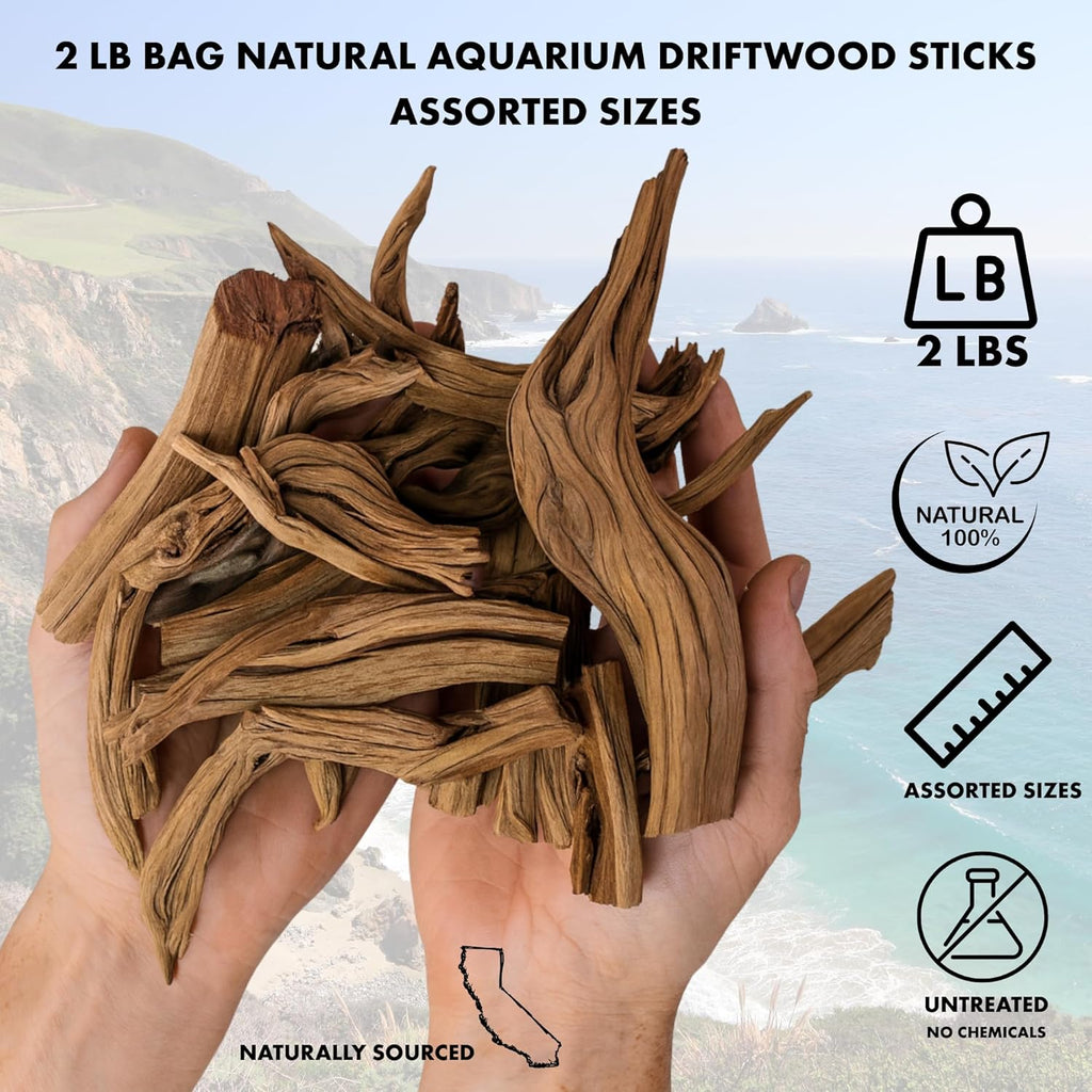 Koyal Wholesale Natural Driftwood Decor Vase Fillers 2.2-Pounds, Aquarium Wood Untreated California Manzanita Drift Wood Fish Tank Decor, Driftwood Pieces for Crafts, Assorted Reptile Wood Branches