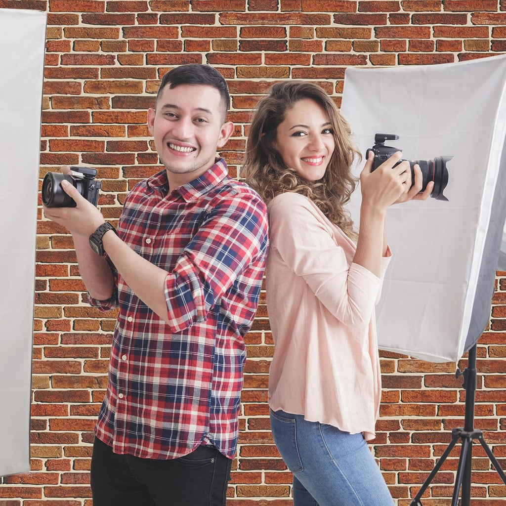 VitalCozy 10 x 8 ft Christmas Brick Wall Backdrop for Photography Polyester Fabric Brick Backdrop Photo Studio Props Banner for Graduation Newborn Birthday Party (Dark Red)