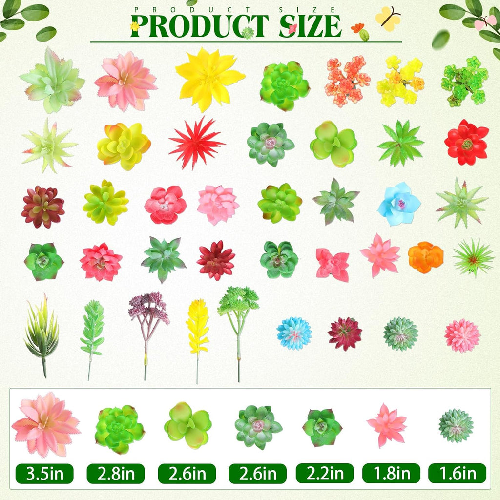 WILLBOND 100 Pcs Succulents Plants Artificial Fake Succulents Bulk Artificial Succulents Unpotted Realistic Plants Assorted Textured Succulent Succulent Plastic Cactus Stems Decoration (Fresh Style)