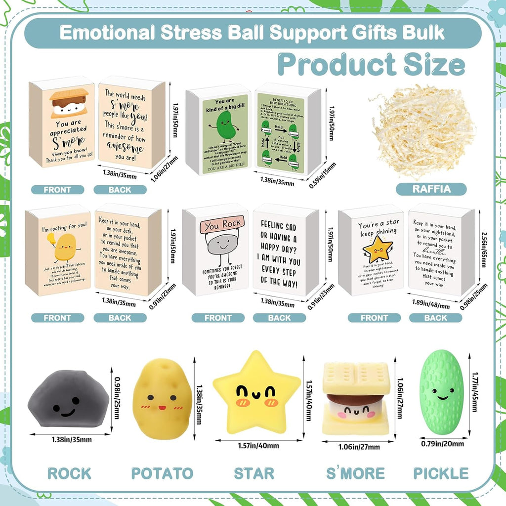 Wettarn 50 Sets Appreciation Gifts Cute Stress Balls with Support Gift Boxes Inspirational Party Favors for Employee Coworker Friends Office Positive Relief Toys Desk Decor