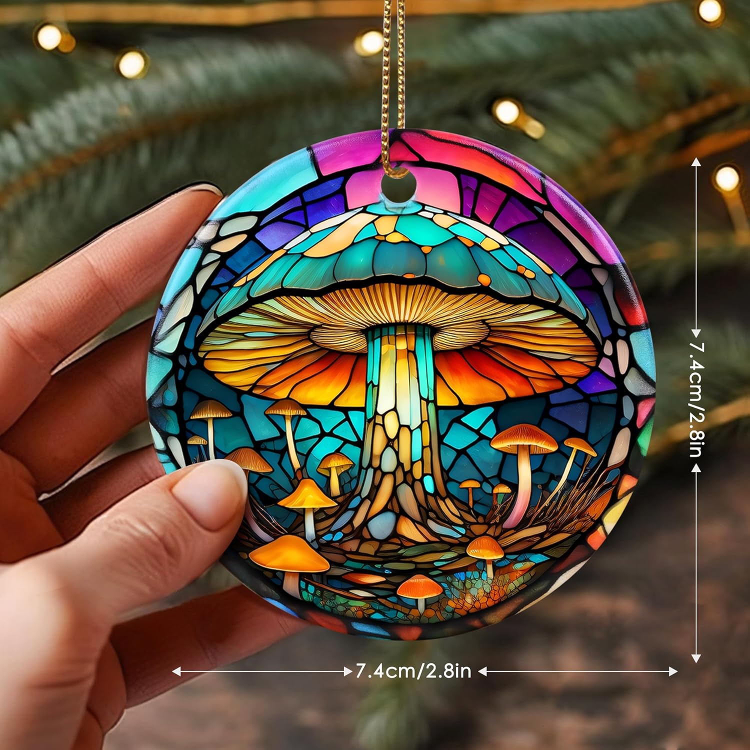 Stained Ceramic Mushroom Ornament - Christmas Ornaments & Home Decor for Mushroom Lovers